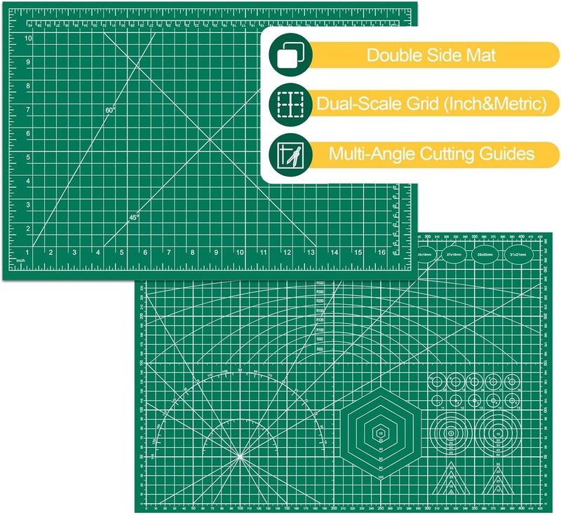 EFOK 2 Packs Self Healing Cutting Mat 12" x 18" Rotary Cutting Sewing Mat A3, 5-Ply Cutting Board for Crafting, Sewing, Scrapbooking, Quilting and Precision Cutting - Image 4